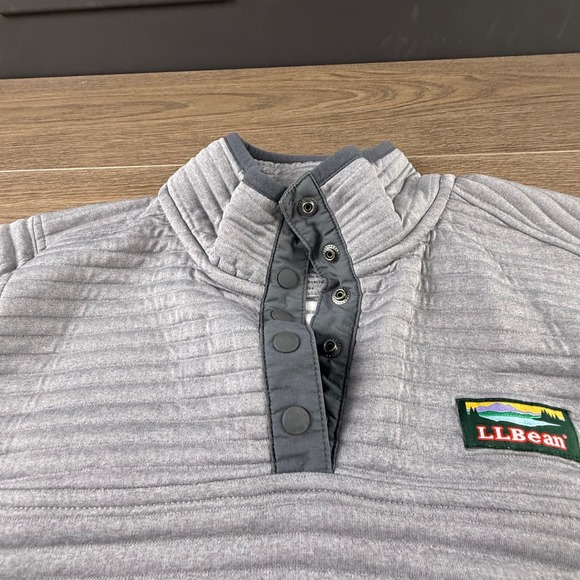 L.L. Bean Tops - LL Bean Womens Airlight Knit Pullover Gray Quarter Snap Sweatshirt Size M Light